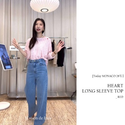 [ON AIR] HEART LONG SLEEVE TOP_RED